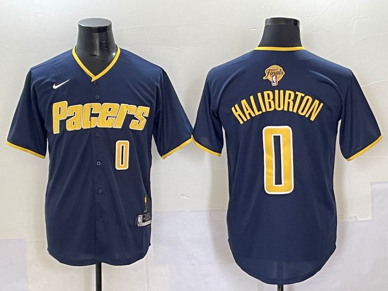 Men 2025 Indiana Pacers #0 Haliburton Blue Joint Name NBA Jersey style 21